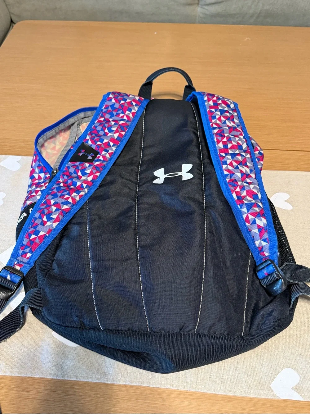 Under Armour Blue Pink Geometric Sport Backpack
